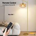 Vintage Floor Lamps for Living Room Glass Floor Lamp with Remote Control & 3 Color Temperature,Dimmable Floor Lamp Gold Mid Century Modern Standing Lamp Brass Tall Pink Floor Lamps for Bedroom Corner