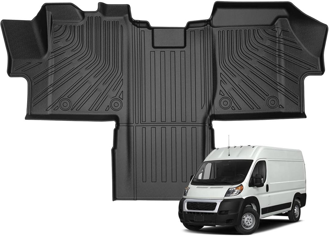 Naibeve Floor Mats for 2018-2024 2025 Dodge Ram Promaster 1500/2500 / 3500 - All Weather for Dodge Ram Promaster 1500/2500 / 3500 Floor Mats Liners Front Row Waterproof Interior Accessories