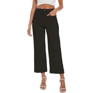 DAOAO Wide Leg Jeans for Women Trendy High Waisted Flare Jeans Cropped Pants Stretchy Baggy Medy, M