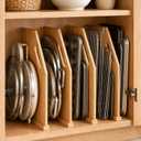 4 Pack Wood Tray Dividers for Cabinet, Cookie Sheet Organizer for Cabinets