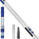 Poolvio 12FT Pool Pole, 2-Piece Telescopic Swimming Pool Cleaning Pole with Universal Threaded Tips, 2-in-1 Design for Skimmer Nets, Vacuum Heads, Brushes & Household Cleaning Tools