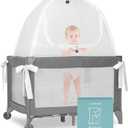 Mini Crib and Pack and Play Tent, Net Canopy to Keep Baby from Climbing Out, Breathable Mesh with Auto-Lock Zipper and Latch, Safety Tent for Travel and Sleep (Mosquiteros para Cunas de Bebes) (Clear)