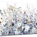 Flowers Canvas Wall Art for Living Room Wall Decor Indigo Floral Canvas Painting Watercolor Plants Pictures Vintage Botanical Flower Canvas Artwork for Bedroom Office Home Wall Decorations 20" X 40"