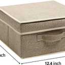 YueYue Small 4 Pack Fabric Stroage Box with Lids, Linen Foldable Stroage Box with lids 4 Color Set 12.4in/12in/6.7in