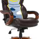 Serta Conway Big & Tall Executive Office Chair, Ergonomic High-Back with Adjustable Lumbar, Semi Plush Cushion and Body Pillows, Padded Armrests, Wooden Swivel Base, Bonded Leather, Brown