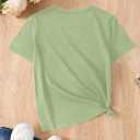 SOLY HUX Graphic Tees for Girl Floral Print Short Sleeve Round Neck T Shirts Tops (Green)