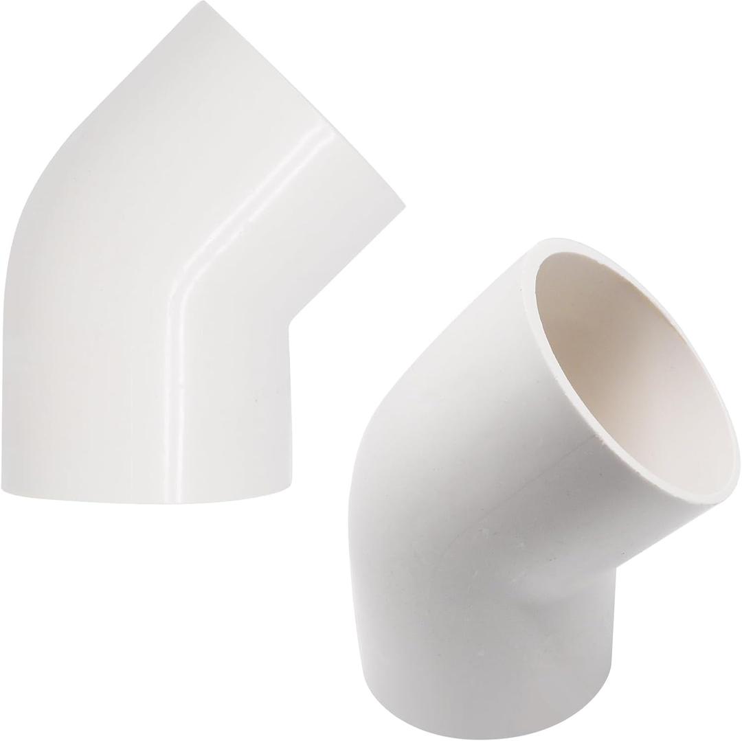 2pcs 2" 45 Degree PVC Elbow Pipe Fitting Connector (Socket x Socket),Pipe Fittings for Industrial Piping, Drainage Systems, and DIY Framing Projects