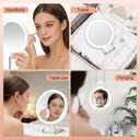 Makeup Mirror with Lights, Magnifying Mirror 1X/30X with Adjustable 3 Color Light, Double Side Control, 2000mAh Rechargeable, Lighted Makeup Mirror with Magnification, Smart Memory, Gift for Women