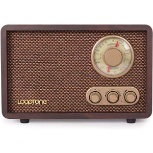 LoopTone FM AM Radio Retro Wood Radio with Bluetooth Play Mp3 and Antenna Built in Speaker for Kitchen Living Room Coffee