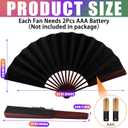 Roowest 6 Pcs Rave Light up Folding Fan for Line Dancing with Battery LED Large Handheld 6 Colors Glowing Fan for Party Gift Performance Show Birthday Night Club (Black,Neon)