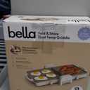Bella 10"x 20" Ceramic Fold-n-Store Dual Temp Griddle, Fits-anywhere Kitchenware, EverGood Ceramic Nonstick Coating, 2 Temperature Zones up to 400F, Dishwasher Safe Drip Tray, 1500 Watt, Oatmilk