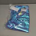 Perfashion Girls Metallic Wrap Skirt Sparkly Dance A-Line Elastic Waist Skirt with Sunglasses 3-13 Years (Blue-454)