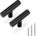 Probrico 50 Pack|Single Hole Cabinet Knobs Black Cabinet Handles Stainless Steel, Modern Style Round T bar Handles Dresser Cabinet Knobs, Kitchen Cabinet Knob Hardware