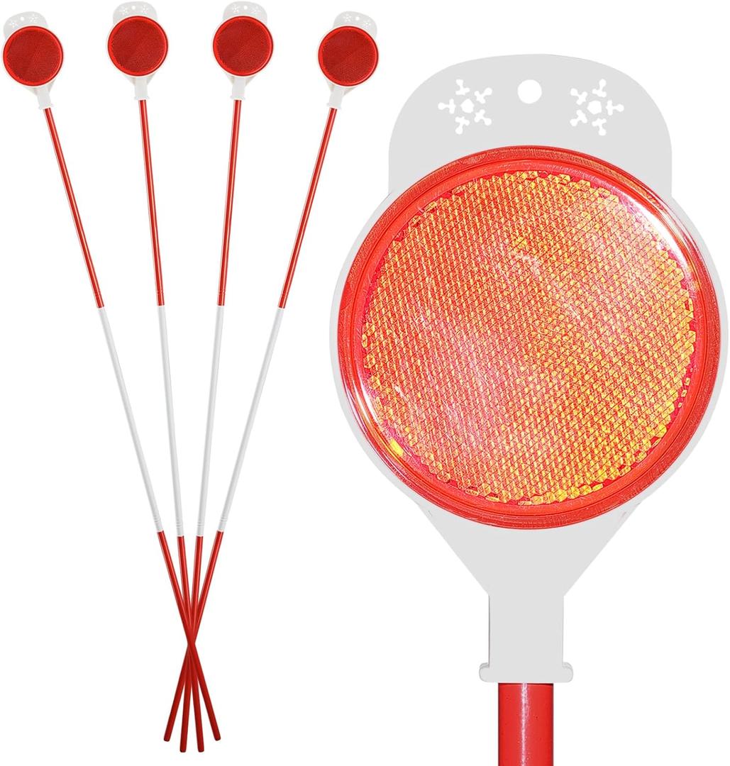 4 Pack Driveway Markers,48 Inch Steel Metal Double Sided Driveway Reflectors,High Visibility Reflective Driveway Markers Snow Stakes for Snow Plowing,Parking Lots,Walkways,Landscape
