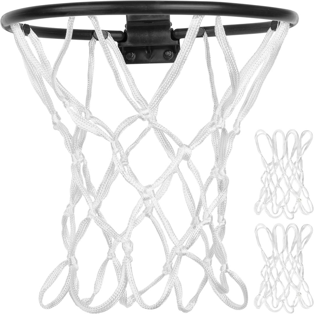 LAO XUE 2 Pack Mini Basketball Net Replacement,8 Loops Indoor Outdoor Nets,Suitable for Doors and Walls (White)