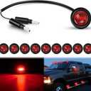 Nilight 3/4Inch Round Marker Light 10PCS Red LED Clearance 2 Connectors Side Indicator Bullet Lights IP68 Waterproof for Trailer Truck Camper Van Boat Bus