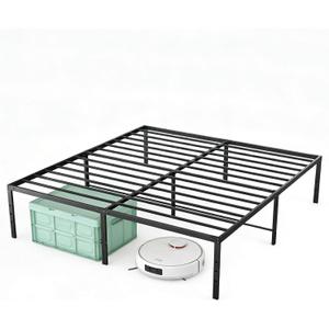 OLIXIS Queen Bed Frame, Heavy Duty Sturdy 18 Inch Metal Platform Bed with Storage Space, Sturdy Support Slats & Noise-Free, No Box Spring Needed, Easy Assembly