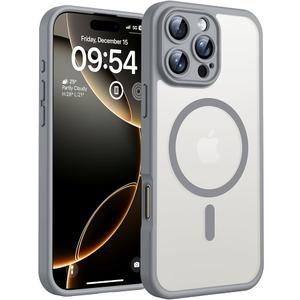 TOCOL for 17Pro Case, Full Camera Protection, Builtin Magnetic Ring, Compatible with Magsafe Charger, Drop Protection, Translucent Matte Phone Case for 17 Pro 6.3 inch (Gray)