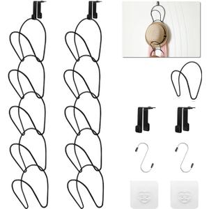WINIT Hat Rack Caps Rack Holder,10 Rings Hat Organizer Cap Holder Organizer (Door Hooks and Sticky Hooks Include),Door/Wall/Clothes Rod Hanger Storage Hat Organizer for Baseball, Caps, Towel