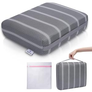 Hot Tub Cushion Pillow for Indoor or Outdoor Use, 16 x 12 x 4.3 Inches Weighted Spa Pillow with Washable 4D Mesh Cover & Non-Slip Micro Dot Bottom, Hot Tub Accessories for Adults, Quick Dry, Grey