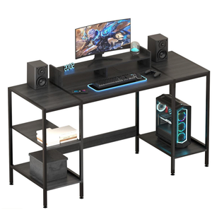 MINOSYS Computer Desk - 55 Inch Home Office Desk with Storage, Gaming Desk with Monitor Stand, Modern Simple Study Table, Adjustable Storage Space, Black