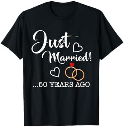Just Married 50 Years Ago T Shirt Golden Anniversary T-Shirt 2XL