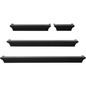 Melannco Floating Wall Shelves for Bedroom, Living Room, Bathroom, Kitchen, Nursery, Set of 4, Black, 4 Count