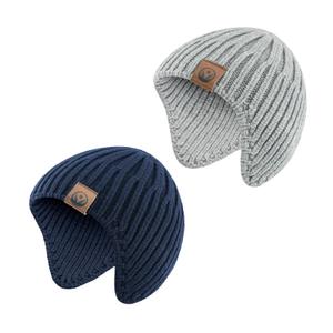 UAMOEI Baby Winter Hat Bear Kids Knit Beanie with Ears Girls Warm Hats for Boy Toddler Beanies Earflap Girl Infant Hat (US, Age, 6 Months, 24 Months, Black+Gray)