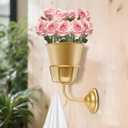 Handcrafted Opal Wall Vessel,Vintage Wall Vase for Brass Flowers,Multi-Function Hanging Organizer with Hook