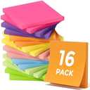 Pack of 2 MaxGear 16 Pads Sticky Notes 3x3, 8 Bright Colors Sticky Pad Strong Adhesive Self-Stick Note Pads for School Supplies/Office Products, Reminders Note on Smooth Surface, 60 Sheets/Pad