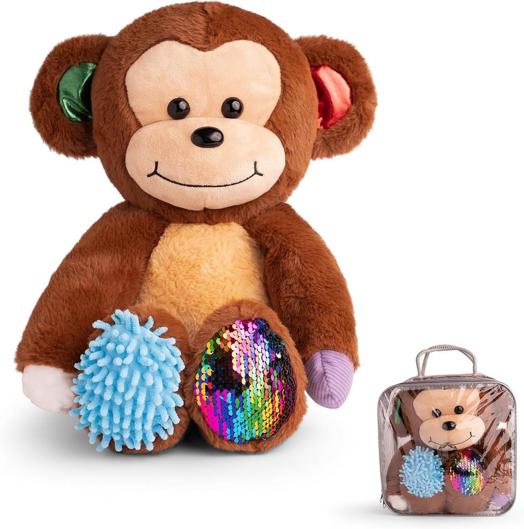 ODOXIA Sensory Monkey Stuffed Animal | Sensory Plush Toy | Fidget Stuffed Animal for Kids | Great for Sensory Needs | Sensory Stuffed Animals for Children | Sensory Pillow Plush