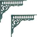 BRASSTAR Cast Iron Green European Style Wall Shelf Brackets Thick Wall Hanger Antique Home Farmhouse Decorative 2PCS Large 10.6in (Length) TQGJPT157