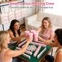 8 Pack Mahjong Gifts for Women, 4 Canvas Mahjong Tote Bags with Inner Zipper Pocket & 4 Plastic Pink Tumblers 24oz