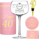 40th Birthday Gifts for Her - Limited Edition Wine Glass Gift Box Set - Unique 40th Bday Gifts Ideas for Women, Friends, Sister, Mom, Wife, Daughter - 40 Years Old Gift, Party Decorations Supplies