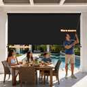 Black Patio Shades Roll up Outdoor Roller Shade Crank Wand Blind Cordless, 90% UV Blocking & Privacy Protection for Porch|Gazebo|Pergola|Backyard (2 Splicing Tube, 1 Fabric), 60"W x 72"H