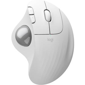 Logitech Ergo M575S Wireless Trackball Mouse, Wireless Ergonomic Mouse with Bluetooth and Encrypted Dongle, Comfortable Thumb Control, Precise and Smooth Tracking, for PC/Mac - Off- White Silver Ball
