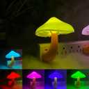1 Pack, Plug-in LED Mushroom Night Light Lamp with Dusk to Dawn Sensor,Plug in LED Bed Cute Mushroom Nightlight Night lamp Wall Light Baby Night Lights for Kids Children (7-Color)