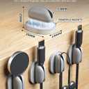 6 Pack Magnetic Cable Clips, Adjustable Cord Holder for Under Desk Cable Management, Adhesive Charger Wire Organizer Keeper for Home Office Desk Phone Car Wall Desktop Nightstand (Gray)