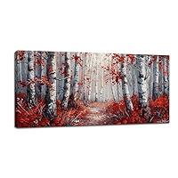 Tree Forest Wall Art for Living Room Large Size Red Tree Wall