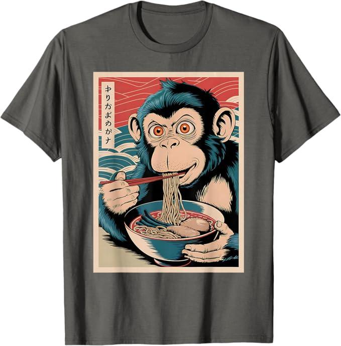Ramen Japanese Funny Kawaii Monkey Graphic Mens Gifts Anime T-Shirt, 2 XL