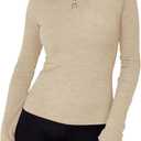 Rapbin Womens Long Sleeve Mock Turtleneck Tops Knit Basic Stretch Fitted Pullover Lightweight Thermal Shirts (M)