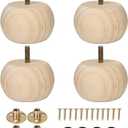 Maricome 2 Inch Bun Feet for Furniture Unfinished Solid Hardwood Round Ottoman/Couch/Sofa Legs Set of 4 M8 Bolt Predrilled