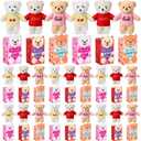 Jenaai 48 Pcs 24 Set Valentine's Day Mini Teddy Bear Bulk 4.7 Inch Cute Stuffed Animals Bear Keychains with Boxes for Kids Valentine's Classroom Gift Exchange Party Favors, 3 Colors