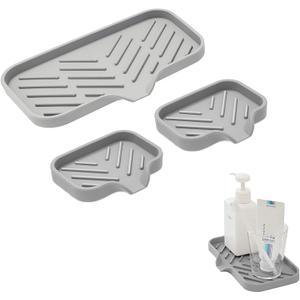 ZMD Silicone Bathroom Soap Dishes,Kitchen Sink Soap Sponge Tray Self Draining Silicone Soap Holder for Bathroom,with Drain Spout-Bathroom and Kitchen Sink Organizer,for Dish Soap Bottle,Soap Dispenser