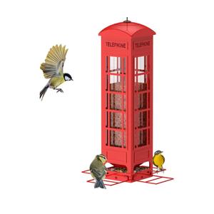 Squirrel Proof Bird Feeder for Outside Hanging, Weight Activated All Metal Mesh Wild Bird Feeder, 3LB Large Capacity Red Birdfeeders for Cardinals, Finches, Blue Jays, Chickadees, Chew Proof & Durable