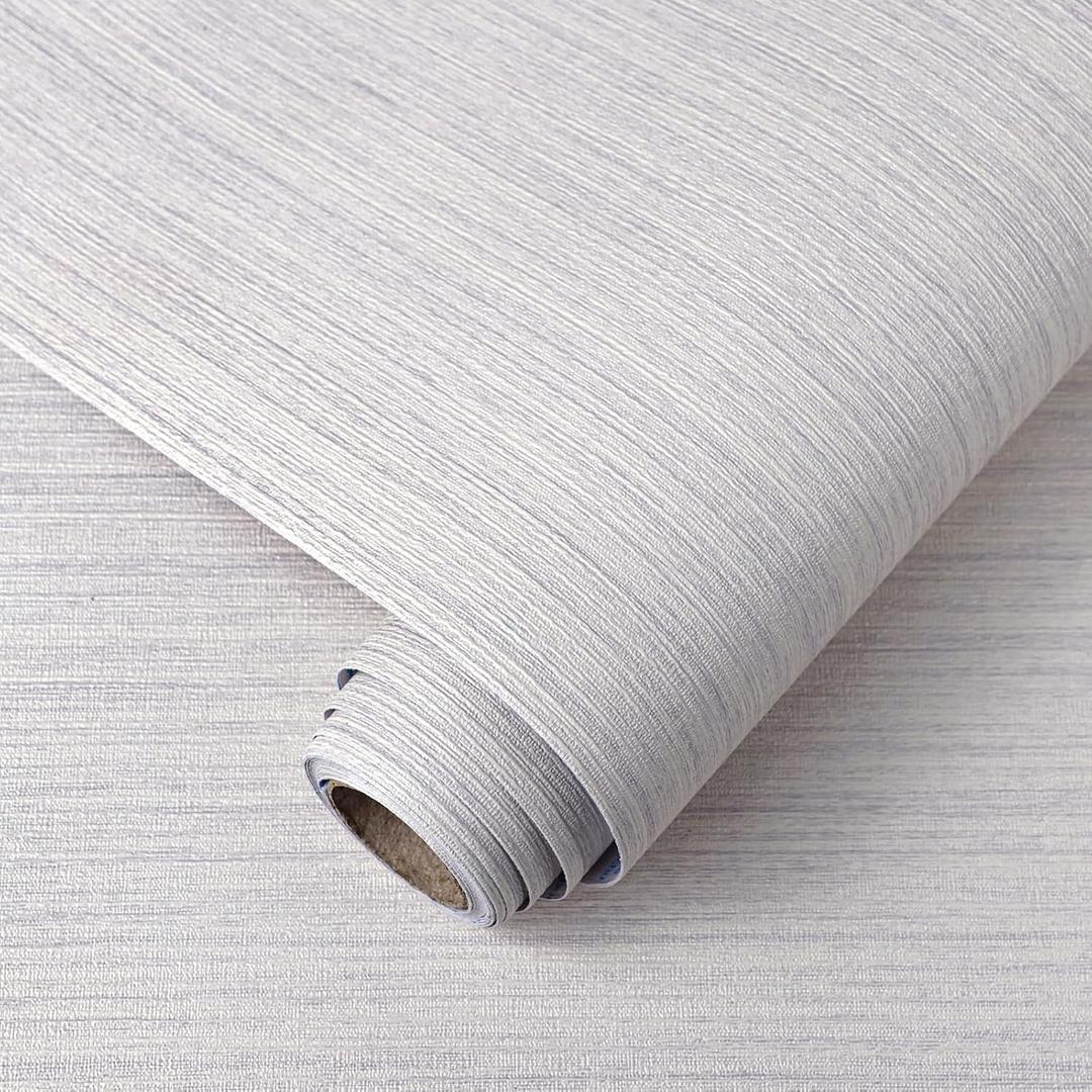 Light Purple Grasscloth Peel and Stick Wallpaper Fabric Wallpaper 15.7" x 196" Texture Contact Paper Self-Adhesive Country Linen Wall Paper for Room Walls, Cabinets, Furniture Retro DIY Decorative