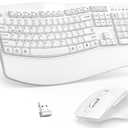 Wireless Keyboard and Mouse Combo,2.4G Full Size Wave Keys Ergonomic Keyboard with Wrist Rest for Natural Typing, 3 DPI Adjustable Ergonomic Silent Mouse for Computer/Laptop/Windows/Mac (Gray)