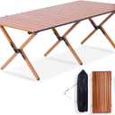 Camping Table Portable Folding - 45.5 x 23.2 Inch Lightweight Outdoor Picnic Table with Carry Bag, 4-6 Person Portable Roll up Low Picnic Table for Backyards, BBQ, Beach and Party