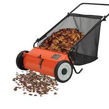 26 in Push Lawn Sweeper,4 Spinning Brushes, 7 Cu. Ft. Large Capacity Collection Bag,Adjustable Height, Durable Steel Frame with Rubber Wheels, for Grass, Leaves & Debris Collector on All Terrains