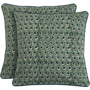 Ridhi Basil Green Block Print Cotton Canvas Throw Pillow Covers for Decorative Couch Pillows for Living Room, Chic Boho Cute Outdoor Valentine Pillows Covers Gifts 20x20 Inches